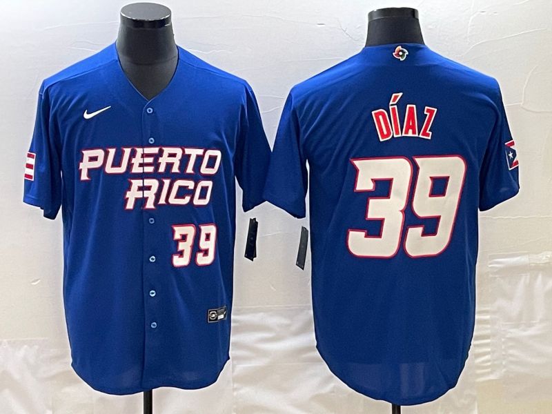 Men 2023 World Cub Puerto Rico #39 Diaz Blue Nike MLB Jersey4->more jerseys->MLB Jersey